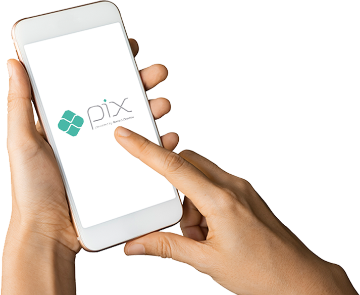 Mão segurando telefone.